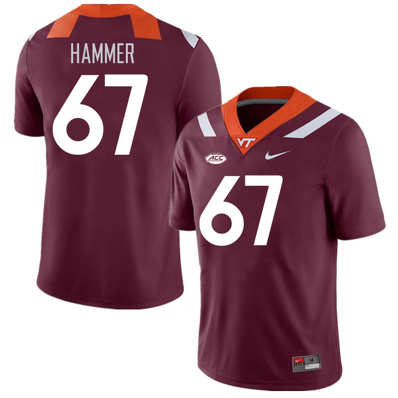 Men #67 Hannes Hammer Virginia Tech Hokies College Football Jerseys Stitched Sale-Maroon